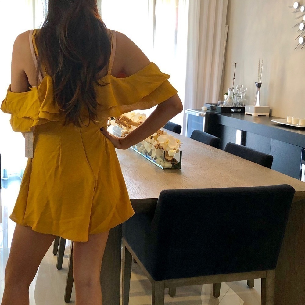 Iris Mustard Ruffle Romper - Picture 2 of 2